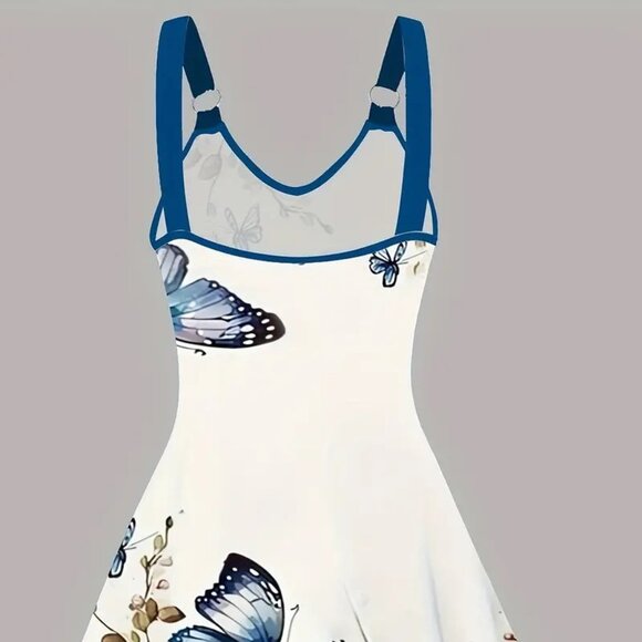 Women's Plus Size Butterfly Print Flattering Holiday Vacation Summer Dress 22W - Picture 5 of 12